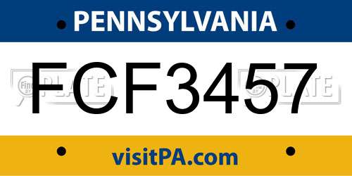 FCF3457 Pennsylvania License Plate