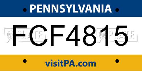 FCF4815 Pennsylvania License Plate