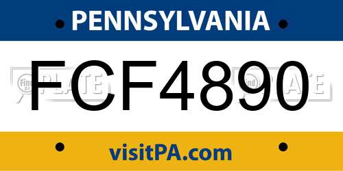 FCF4890 Pennsylvania License Plate