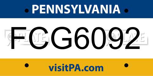 FCG6092 Pennsylvania License Plate