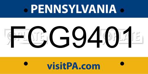 FCG9401 Pennsylvania License Plate
