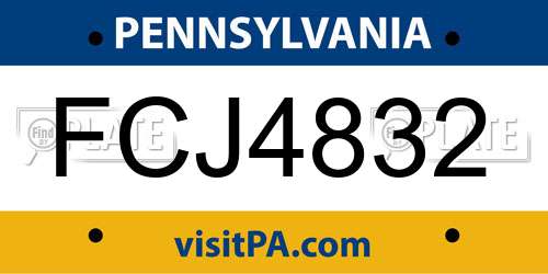 FCJ4832 Pennsylvania License Plate