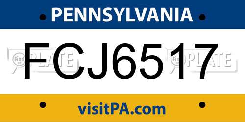 FCJ6517 Pennsylvania License Plate