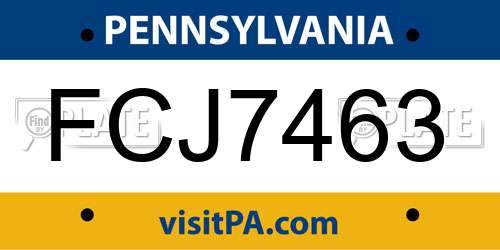 FCJ7463 Pennsylvania License Plate