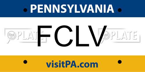FCLV Pennsylvania License Plate