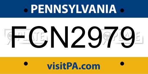 FCN2979 Pennsylvania License Plate