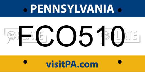 FCO510 Pennsylvania License Plate