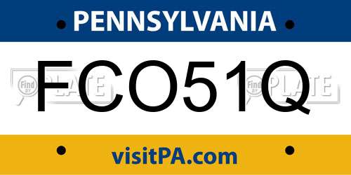 FCO51Q Pennsylvania License Plate