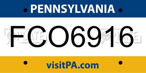 FCO6916 Pennsylvania License Plate