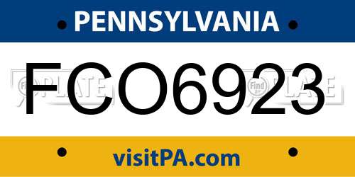FCO6923 Pennsylvania License Plate