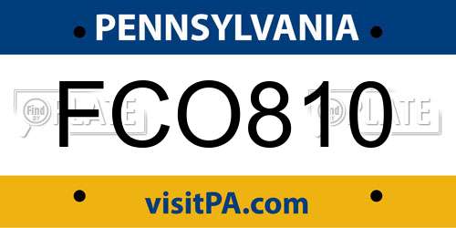 FCO810 Pennsylvania License Plate