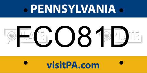 FCO81D Pennsylvania License Plate