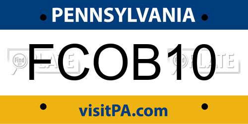 FCOB10 Pennsylvania License Plate