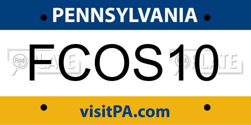 FCOS10 Pennsylvania License Plate