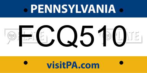 FCQ510 Pennsylvania License Plate