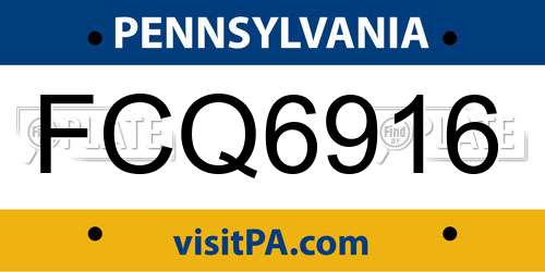 FCQ6916 Pennsylvania License Plate