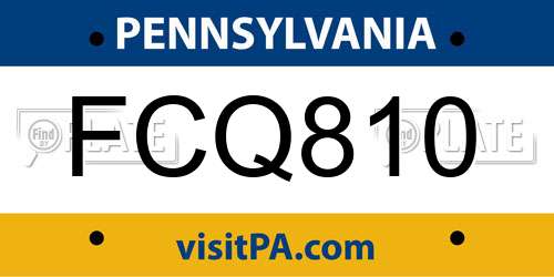 FCQ810 Pennsylvania License Plate