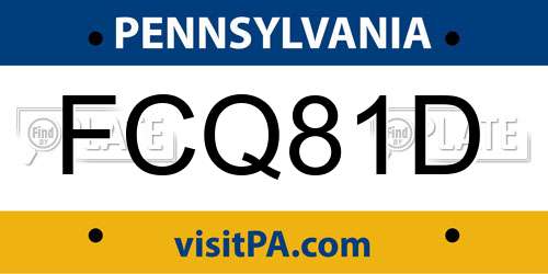 FCQ81D Pennsylvania License Plate