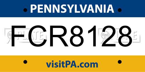 FCR8128 Pennsylvania License Plate