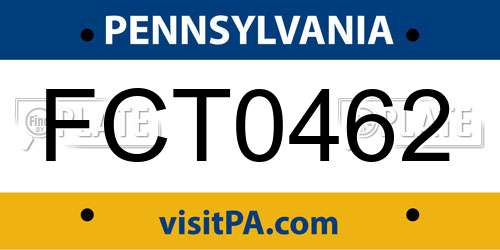 FCT0462 Pennsylvania License Plate