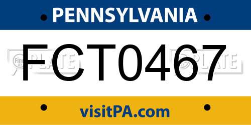FCT0467 Pennsylvania License Plate