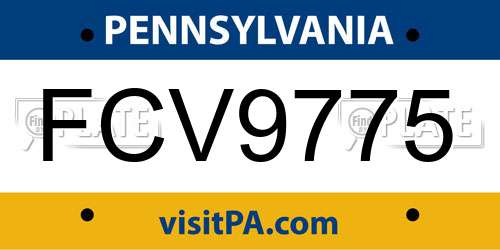 FCV9775 Pennsylvania License Plate