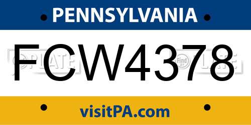 FCW4378 Pennsylvania License Plate
