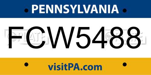 FCW5488 Pennsylvania License Plate