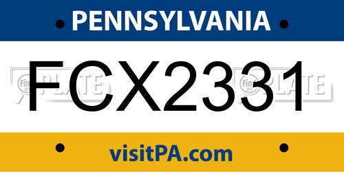 FCX2331 Pennsylvania License Plate