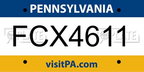 FCX4611 Pennsylvania License Plate