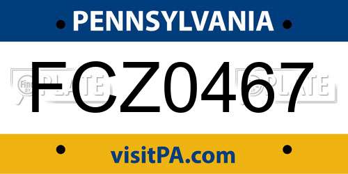 FCZ0467 Pennsylvania License Plate