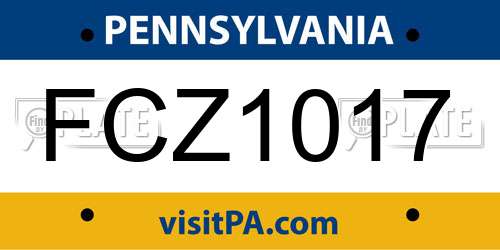 FCZ1017 Pennsylvania License Plate