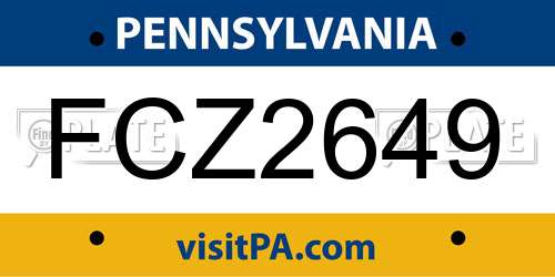 FCZ2649 Pennsylvania License Plate