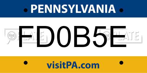 FD0B5E Pennsylvania License Plate