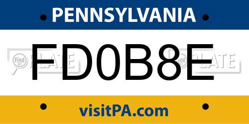 FD0B8E Pennsylvania License Plate
