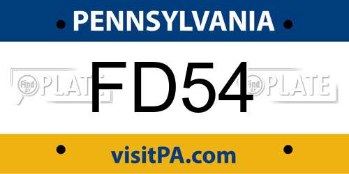 FD54 Pennsylvania License Plate