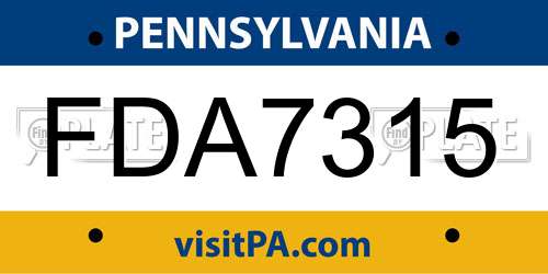 FDA7315 Pennsylvania License Plate