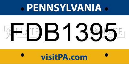 FDB1395 Pennsylvania License Plate