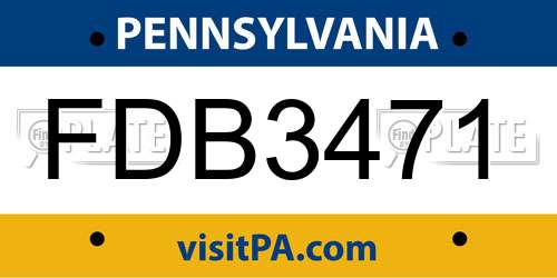 FDB3471 Pennsylvania License Plate