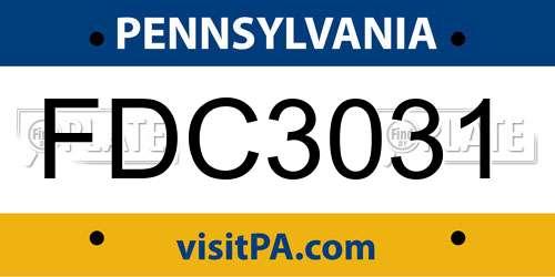 FDC3031 Pennsylvania License Plate