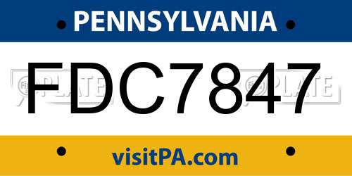 FDC7847 Pennsylvania License Plate