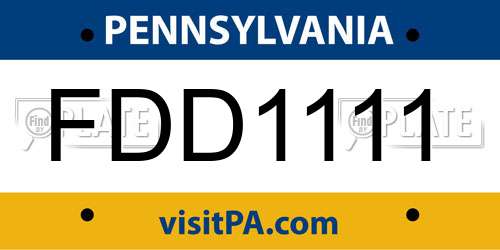 FDD1111 Pennsylvania License Plate