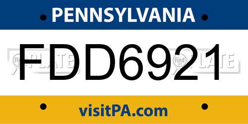 FDD6921 Pennsylvania License Plate
