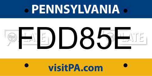 FDD85E Pennsylvania License Plate