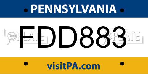 FDD883 Pennsylvania License Plate