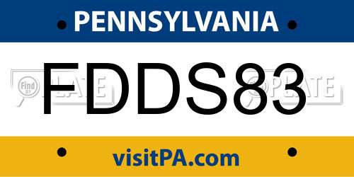 FDDS83 Pennsylvania License Plate