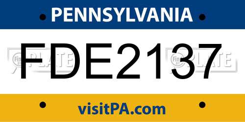 FDE2137 Pennsylvania License Plate