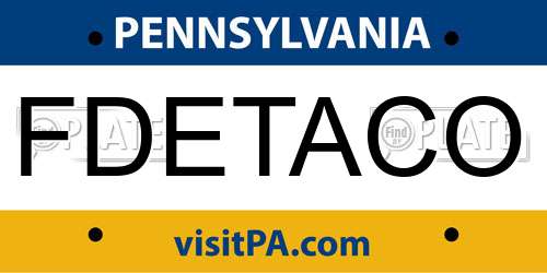 FDETACO Pennsylvania License Plate