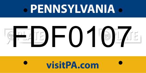 FDF0107 Pennsylvania License Plate