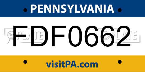FDF0662 Pennsylvania License Plate